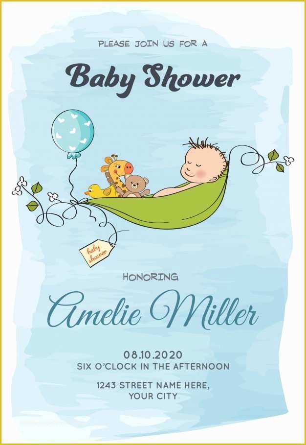 Baby Shower Card Template Free Of Lovely Baby Boy Shower Card Template Vector