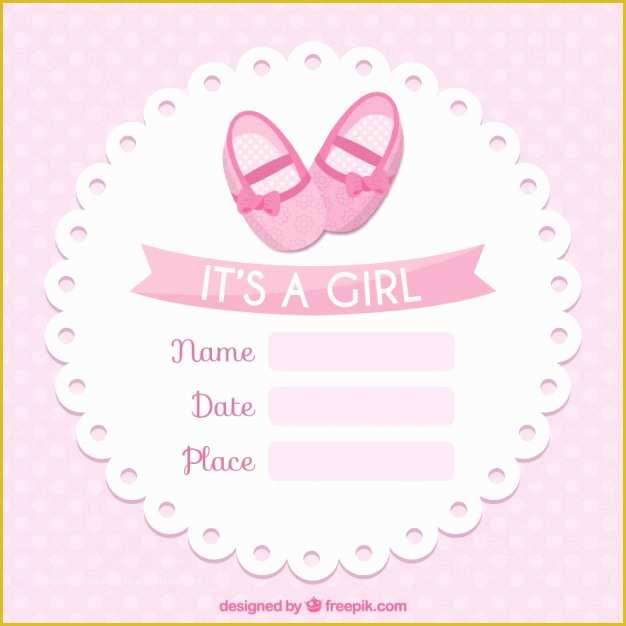 Baby Shower Card Template Free Of Pink Baby Shower Card Template Vector