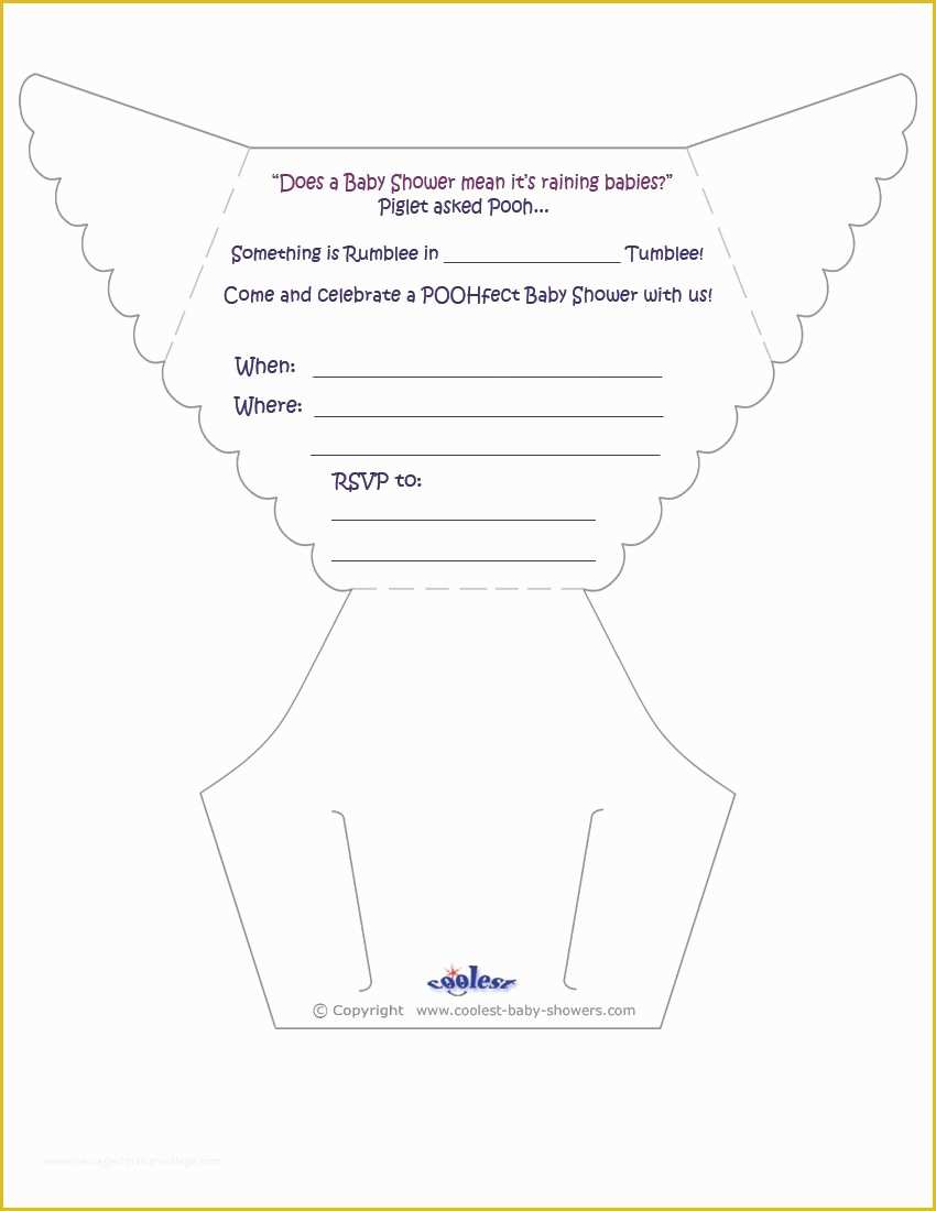 Baby Shower Card Template Free Of Printable Pooh Diaper Invitations Coolest Free