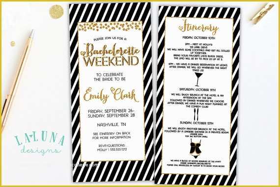 Bachelorette Party Agenda Template Free Of Bachelorette Party Invitation with Itinerary Bachelorette