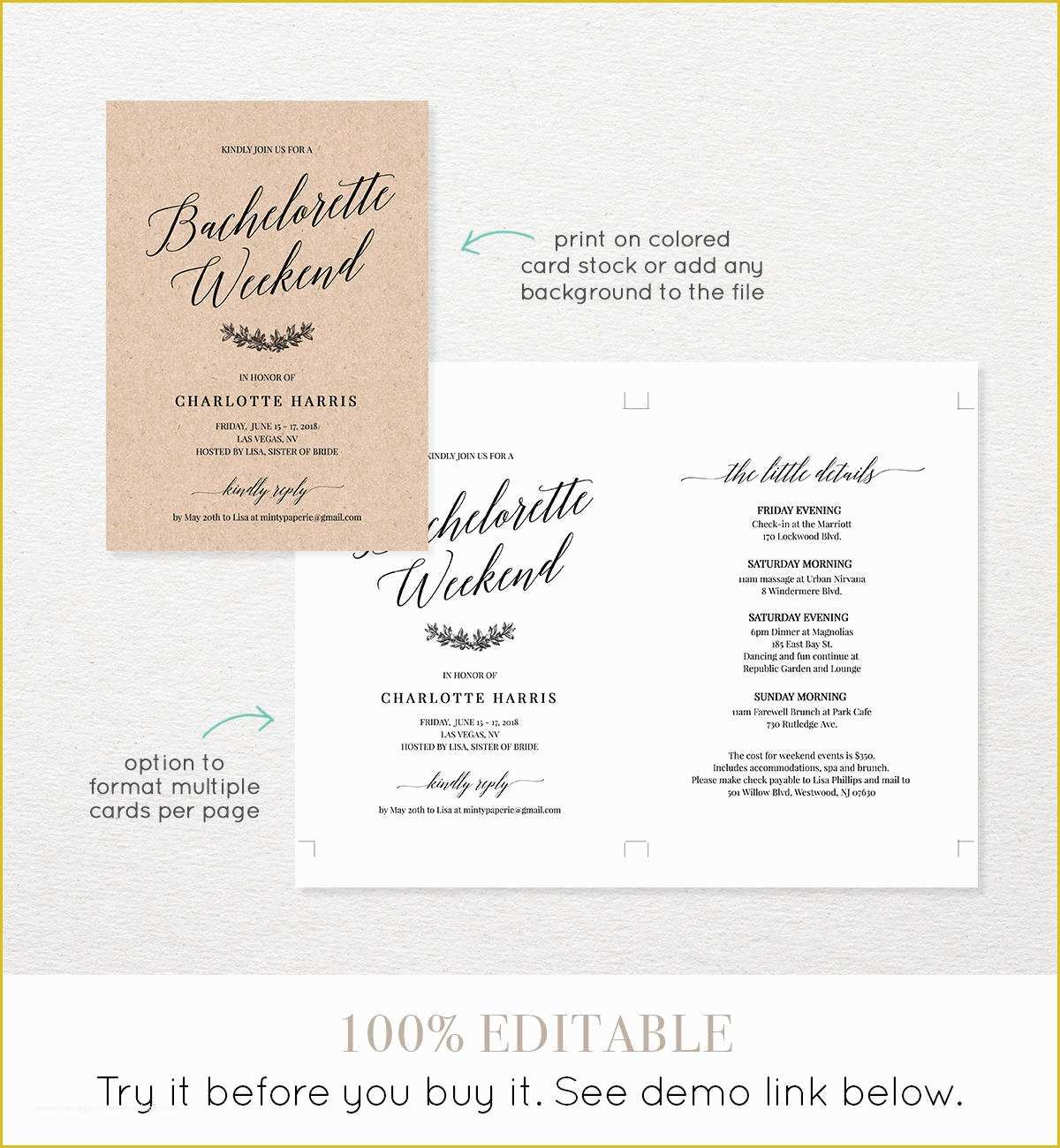 Bachelorette Party Agenda Template Free Of Bachelorette Party Weekend Invitation Itinerary Agenda