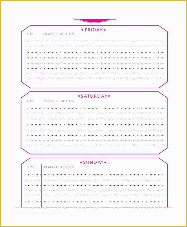 Bachelorette Party Agenda Template Free Of Free Party Itinerary Template Templates Data