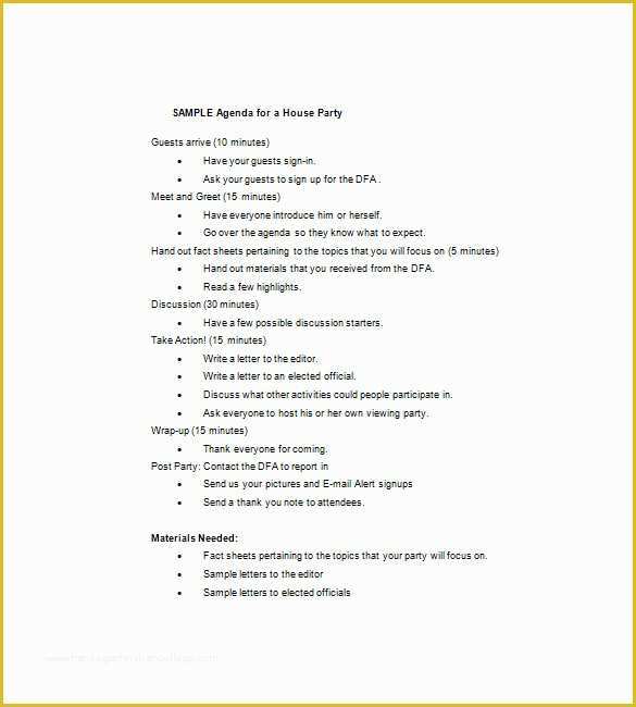 Bachelorette Party Agenda Template Free Of Party Agenda Template 9 Free Word Excel Pdf format