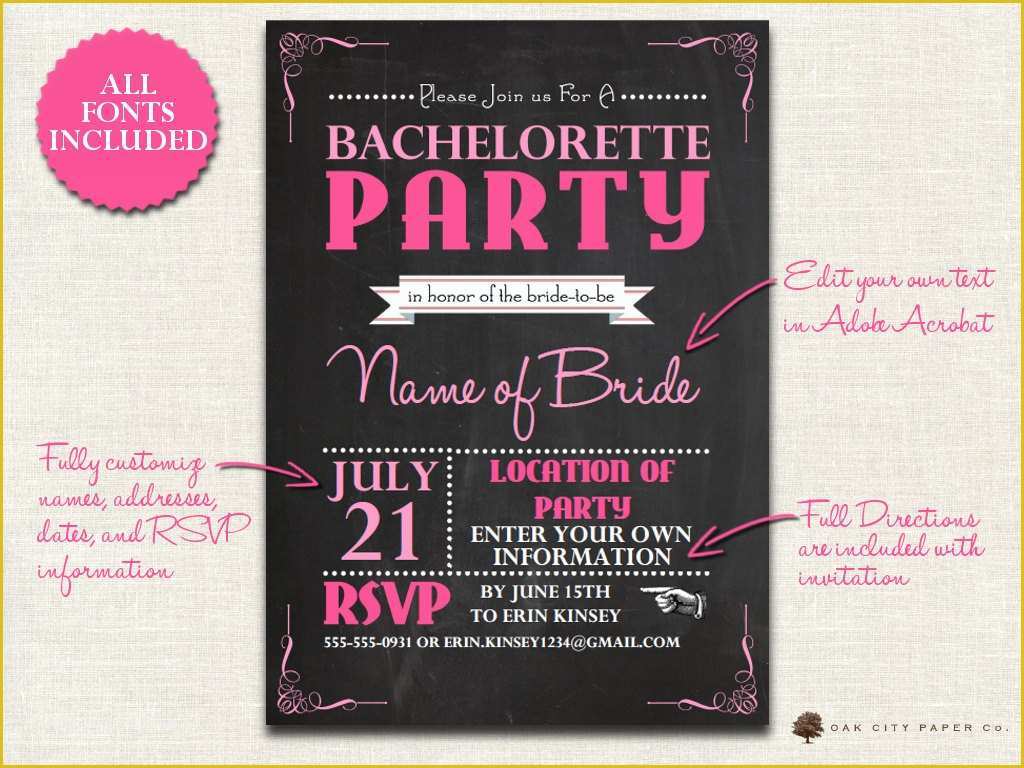 Bachelorette Party Invitation Templates Free Download Of Bachelorette Invitation Chalkboard themed Bachelorette Party