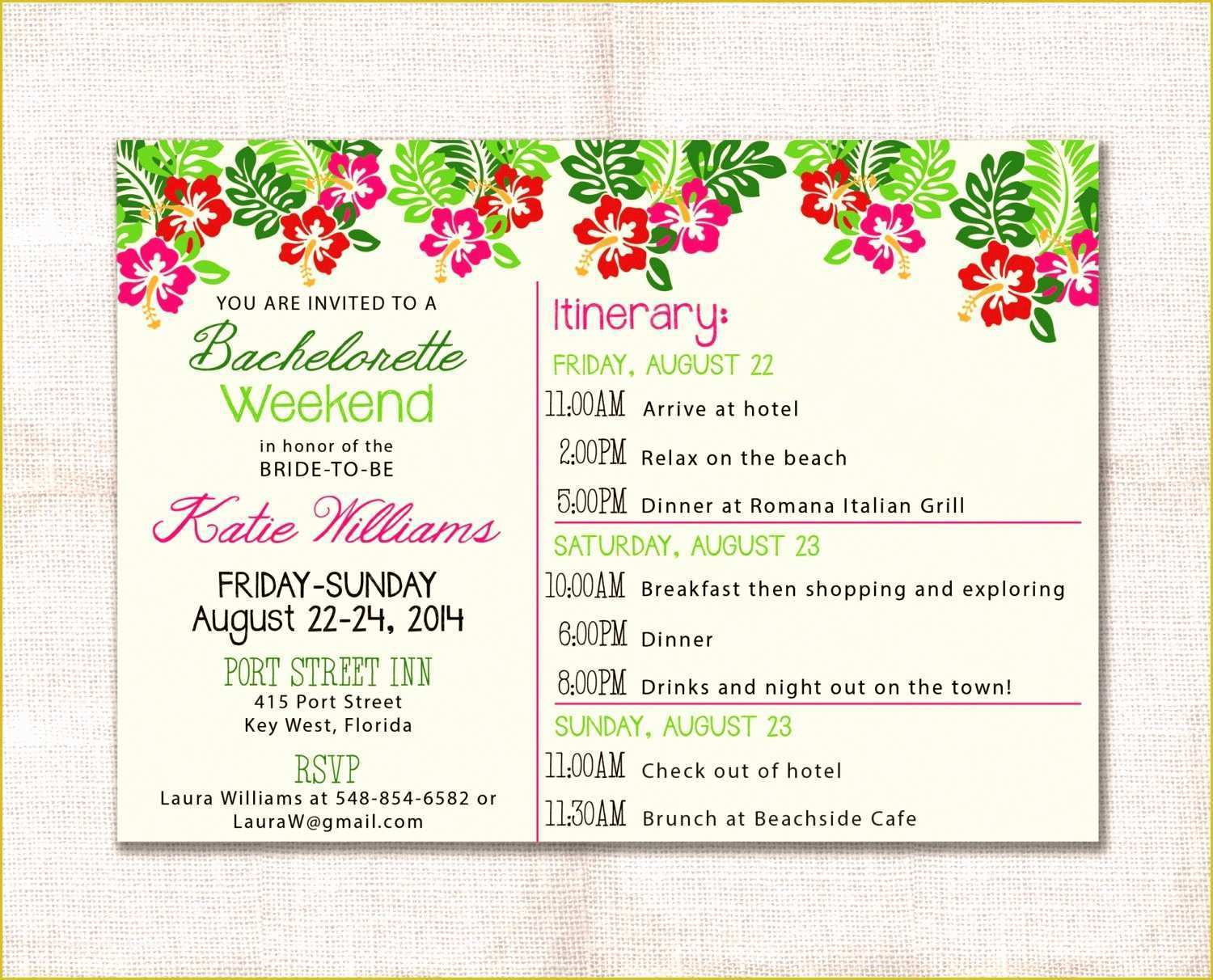 Bachelorette Party Invitation Templates Free Download Of Bachelorette Itinerary Template Etsy Party Weekend