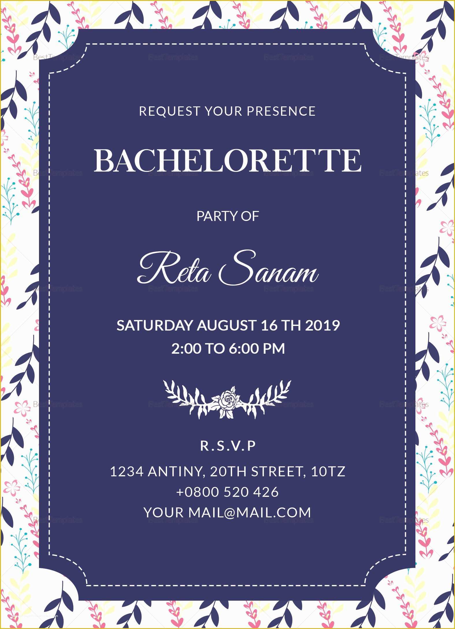 Bachelorette Party Invitation Templates Free Download Of Elegant Bachelorette Party Invitation Design Template In