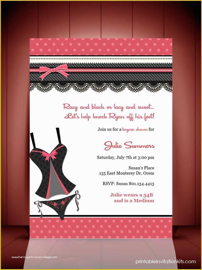 Bachelorette Party Invitation Templates Free Download Of Lingerie Bridal Shower Invitation Template ← Wedding