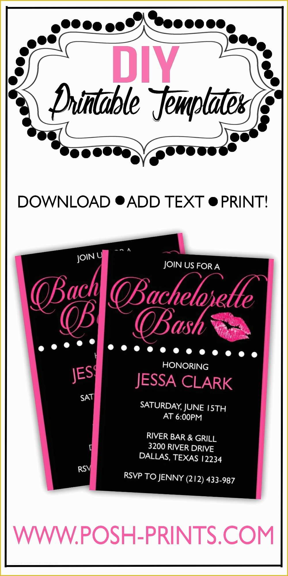 Bachelorette Party Invitation Templates Free Download Of Printable Bachelorette Party Invitation Posh Pixel Boutique