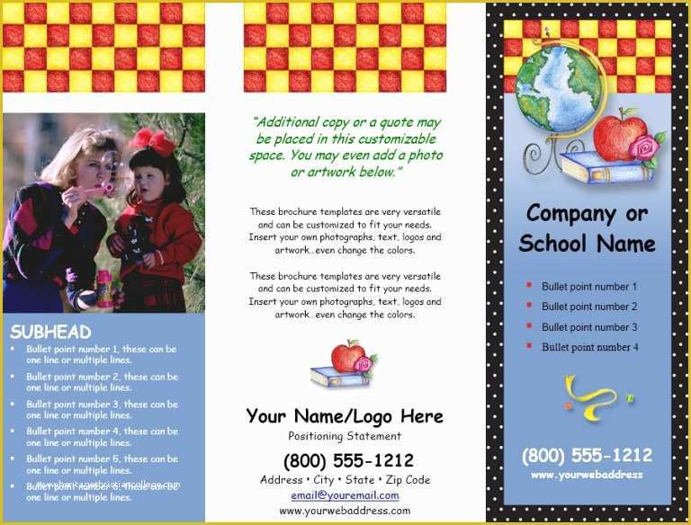 Back to School Brochure Template Free Of 24 Free School Brochure Templates format Example