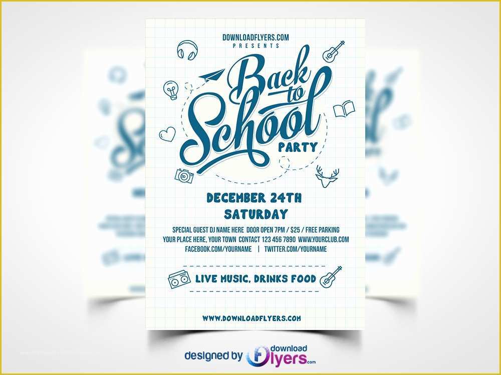 Back to School Brochure Template Free Of Back to School Party Flyer Template Free Psd Download Psd