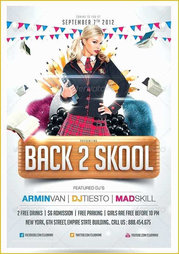 Back to School Party Flyer Template Free Of 2 Files with Two Possible Colors as Background Modern and