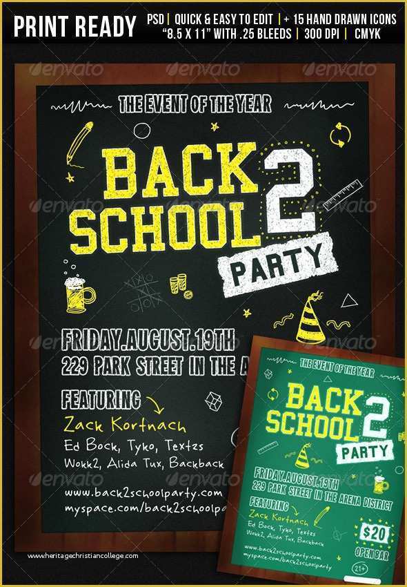 Back to School Party Flyer Template Free Of Back 2 School Party Flyer by Wanderingfolks