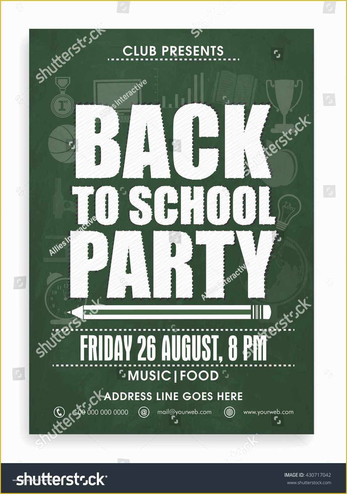 Back to School Party Flyer Template Free Of Back School Party Template Banner Flyer Stock Vector