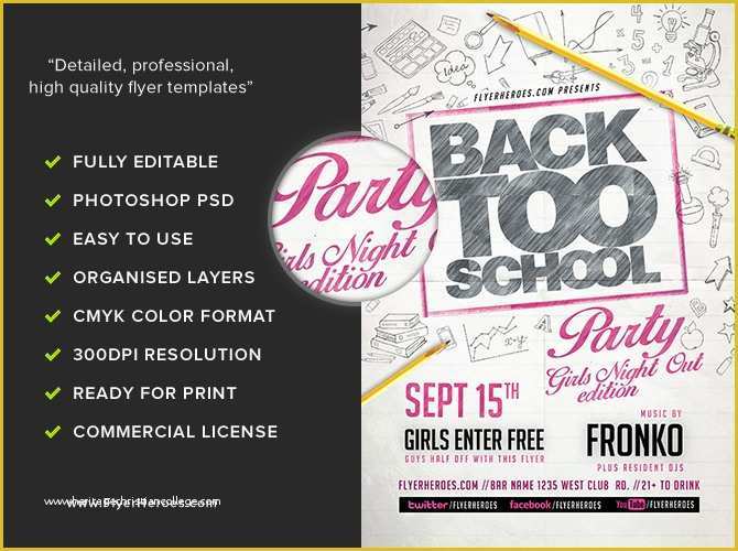 Back to School Party Flyer Template Free Of Back to School Party Flyer Template Flyerheroes