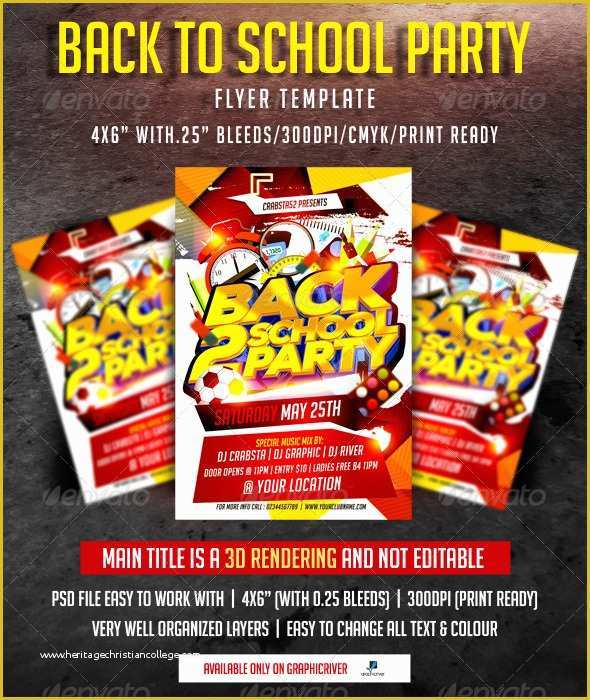 Back to School Party Flyer Template Free Of Back to School Party Flyer Template
