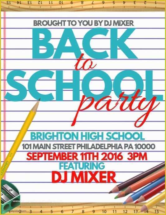 Back to School Party Flyer Template Free Of Back to School Template