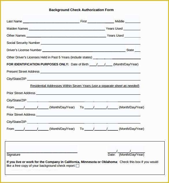 Background Check form Template Free Of 11 Background Check Authorization forms to Download