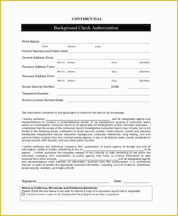 Background Check form Template Free Of 12 Check Authorization form Sample Free Sample Example