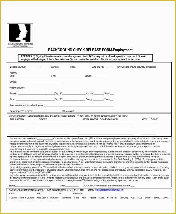 Background Check form Template Free Of 7 Sample Credit Check Release forms