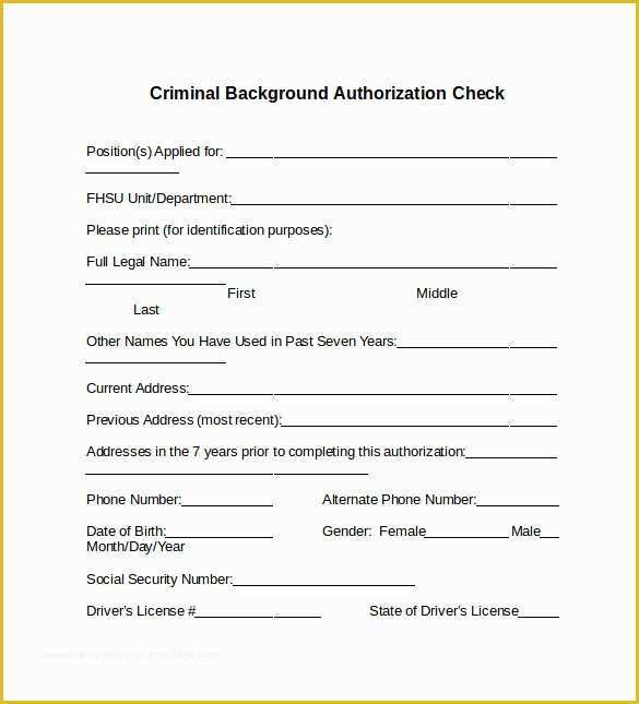 Background Check form Template Free Of 8 Sample Background Check forms to Download