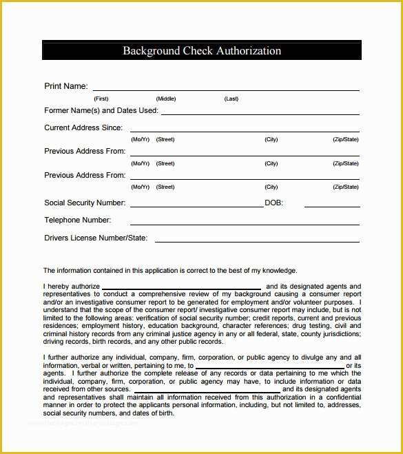 Background Check form Template Free Of 8 Sample Background Check forms to Download