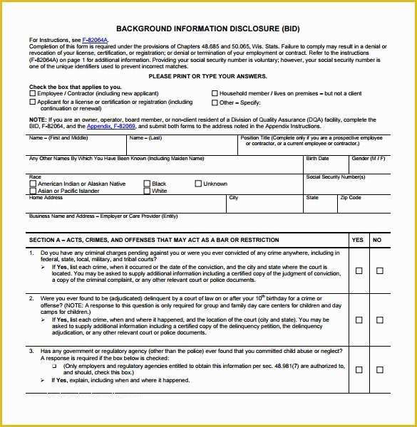 Background Check form Template Free Of 8 Sample Background Check forms to Download