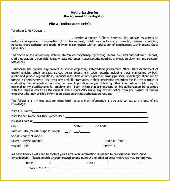 Background Check form Template Free Of 8 Sample Background Check forms to Download