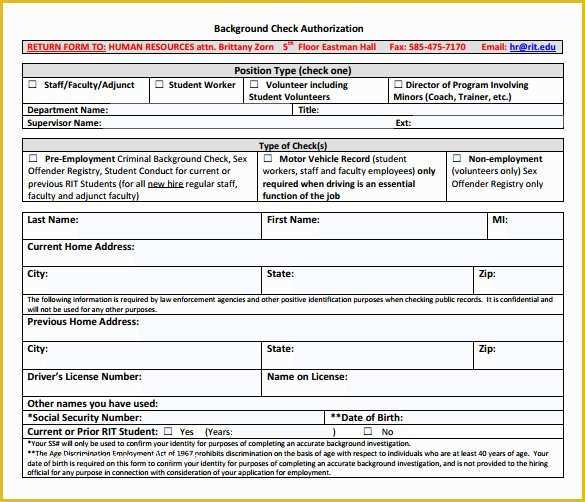Background Check form Template Free Of 8 Sample Background Check forms to Download