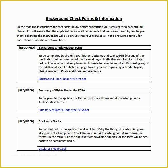 Background Check form Template Free Of 8 Sample Background Check forms to Download