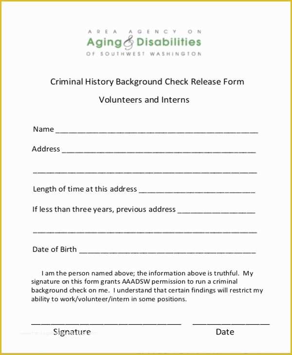 Background Check form Template Free Of 8 Sample Background Check Release forms