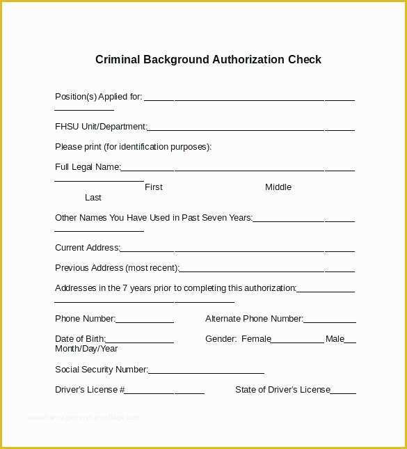 Background Check form Template Free Of 9 Background Check Information forms Templates Doc Free