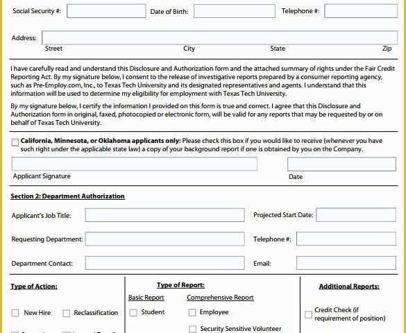 Background Check form Template Free Of Background Check Authorization form 10 Download Free