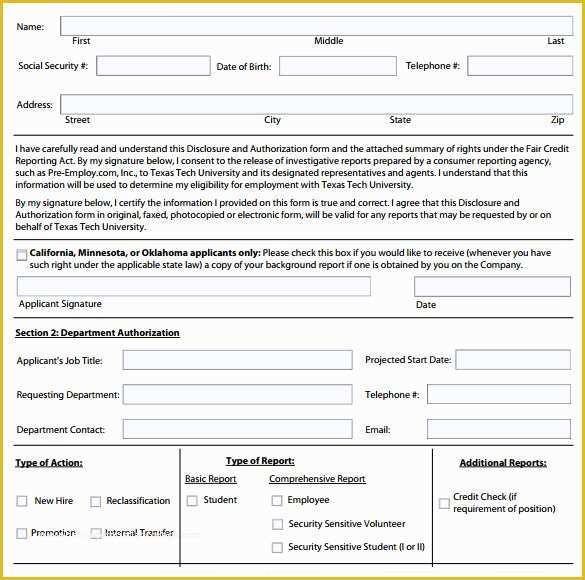 54 Background Check form Template Free