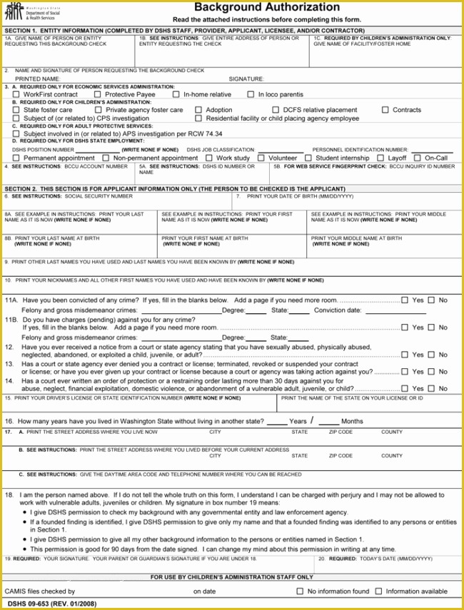 Background Check form Template Free Of Background Check Authorization form 5 Printable Samples