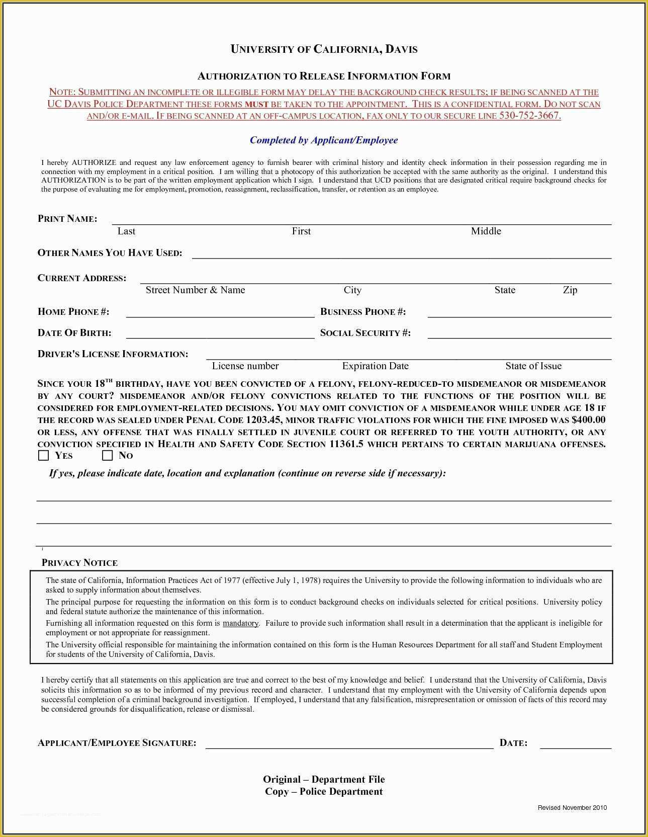Background Check form Template Free Of Background Check Authorization form Template