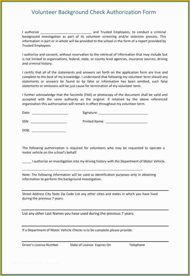 Background Check form Template Free Of Background Check Authorization form Template Word