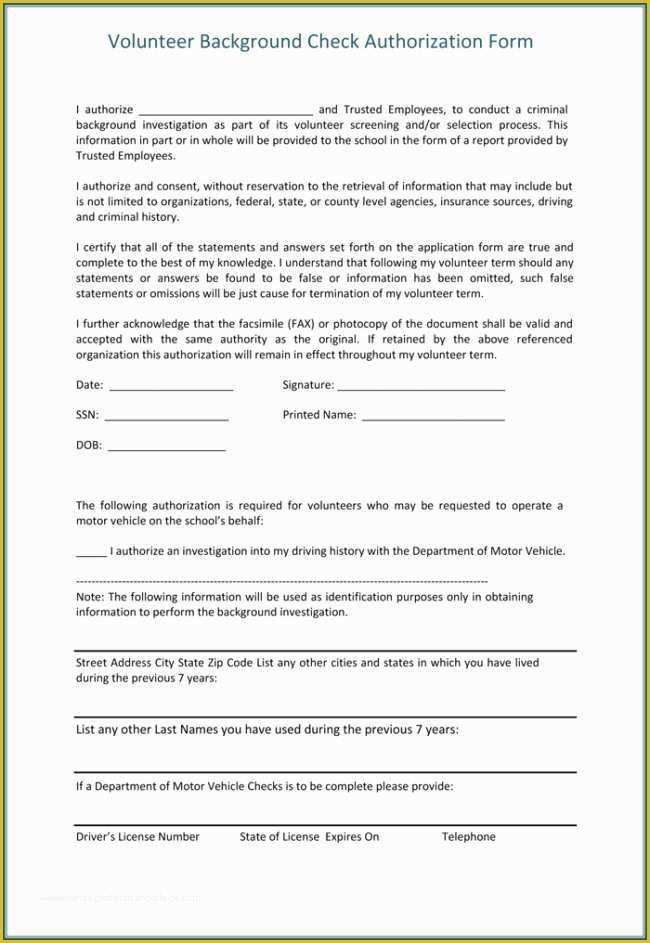 Background Check form Template Free Of Background Check Authorization form Template Word