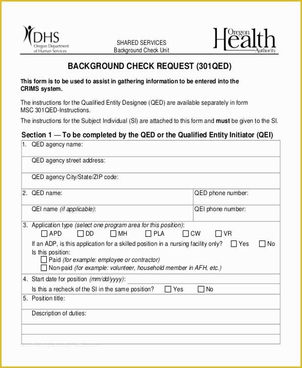 Background Check form Template Free Of Sample Check Request forms 12 Free Documents In Doc