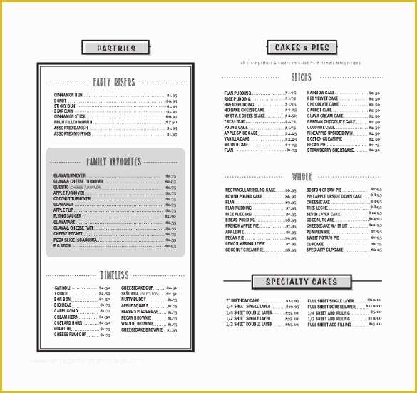 Bakery Menu Template Word Free Of 29 Bakery Menu Templates Psd Ai Docs