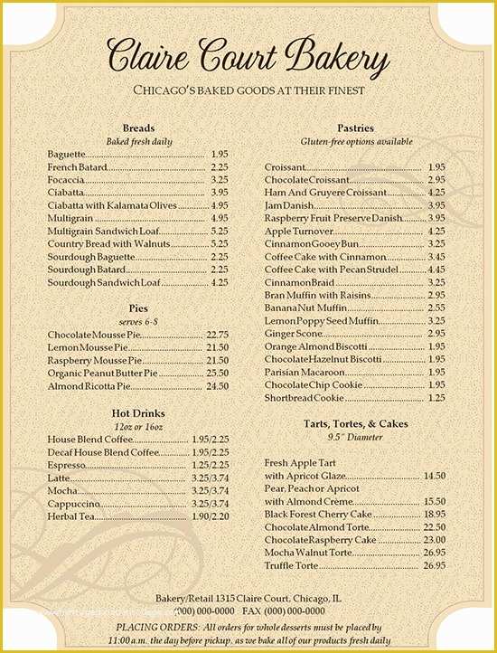 Bakery Menu Template Word Free Of 30 Bakery Menu Templates Psd Pdf Eps Indesign