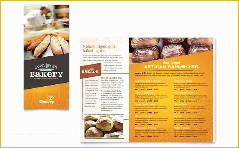 Bakery Menu Template Word Free Of Artisan Bakery Take Out Brochure Template Design