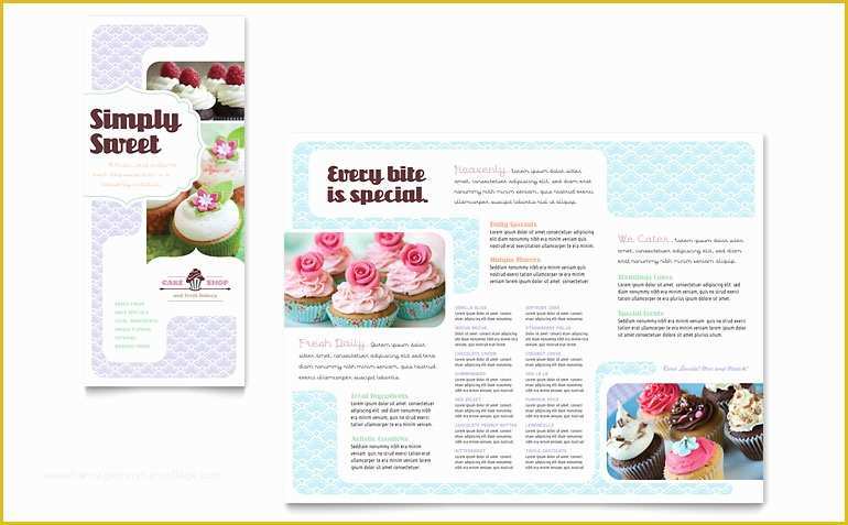 Bakery Menu Template Word Free Of Bakery &amp; Cupcake Shop Tri Fold Brochure Template Word