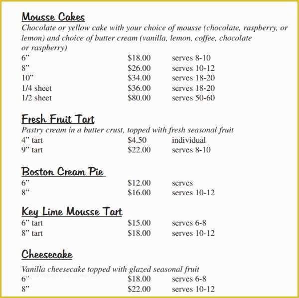 Bakery Menu Templates Free Download Of 16 Sample Bakery Menu Templates