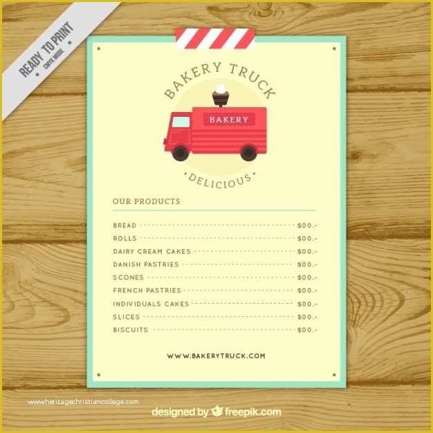 Bakery Menu Templates Free Download Of Bakery Truck Menu Template Vector