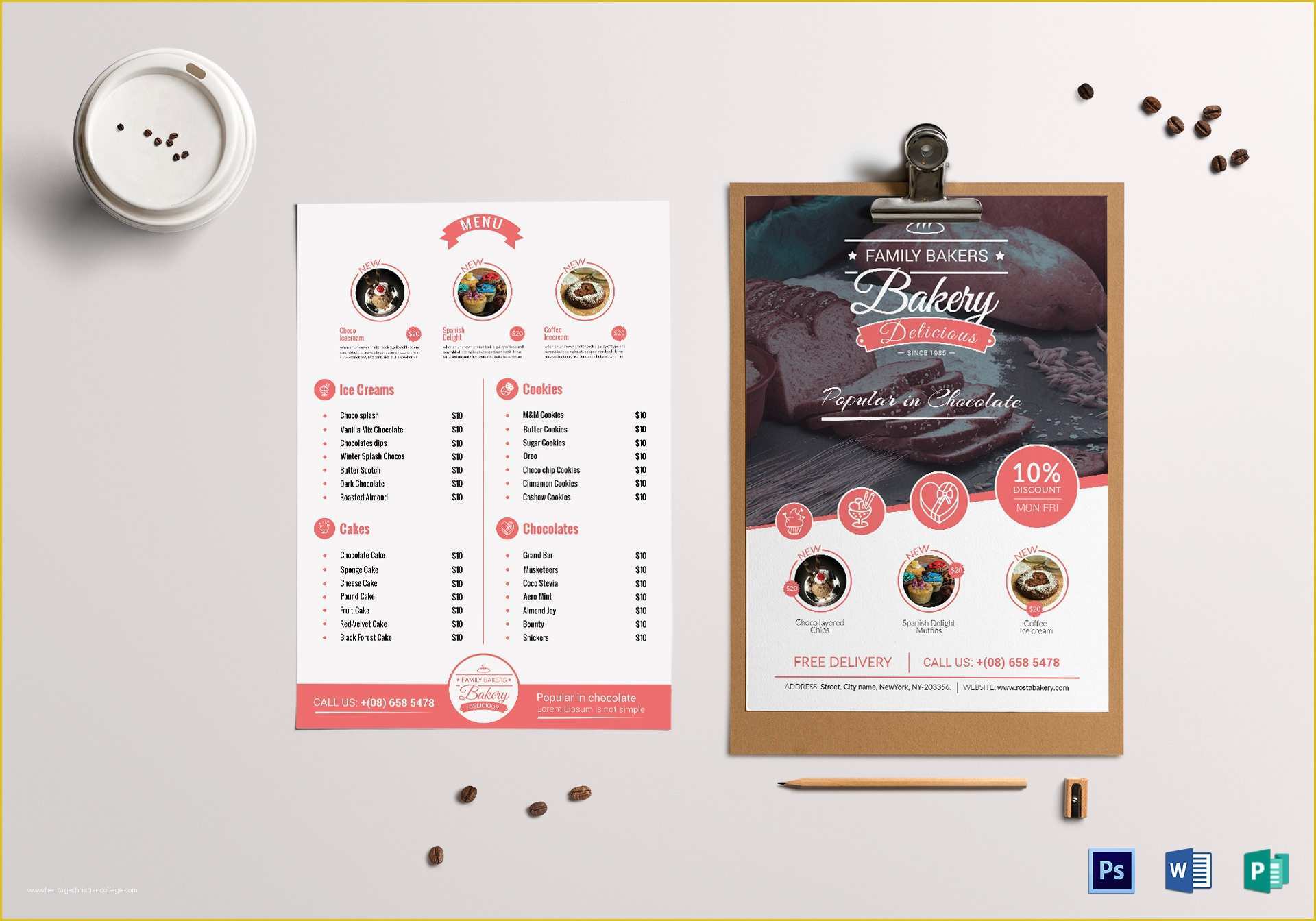 Bakery Menu Templates Free Download Of Cherry Bakery Menu Design Template In Psd Word Publisher
