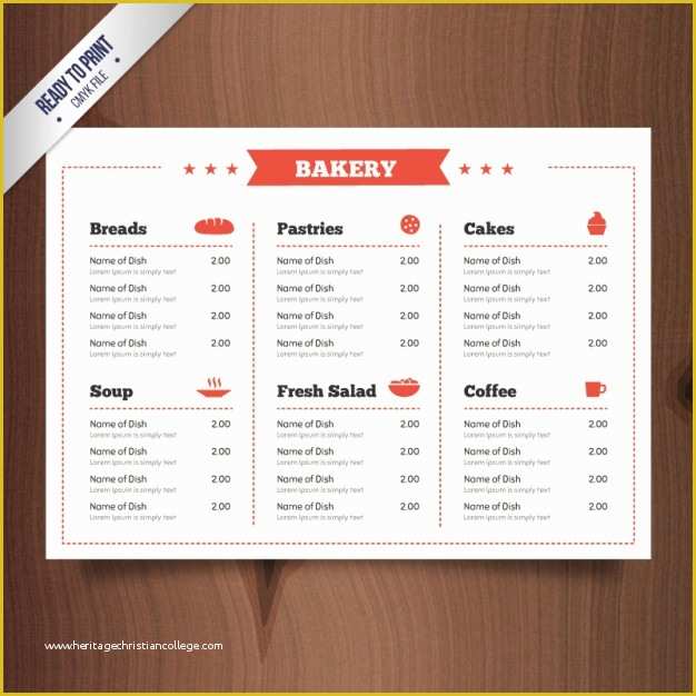 Bakery Menu Templates Free Download Of Rectangle Bakery Menu Template Vector