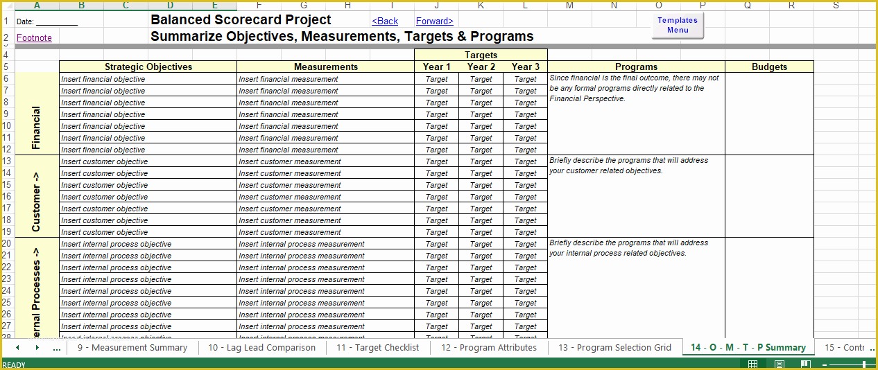 Balanced Scorecard Excel Template Free Download Of Balanced Scorecard Excel Template