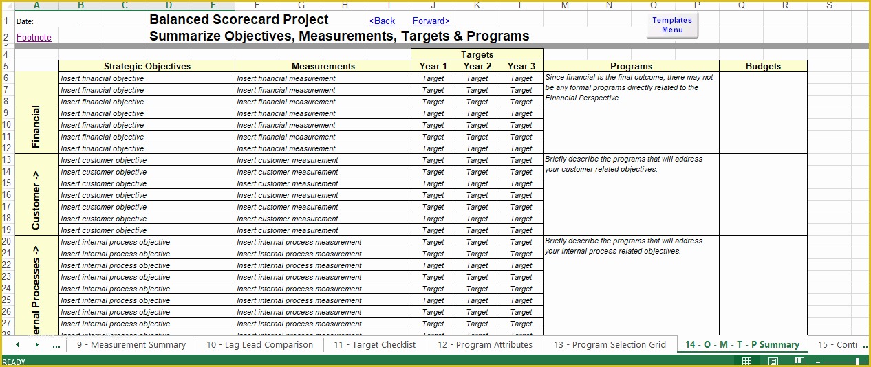 Balanced Scorecard Excel Template Free Download Of Balanced Scorecard Excel Template