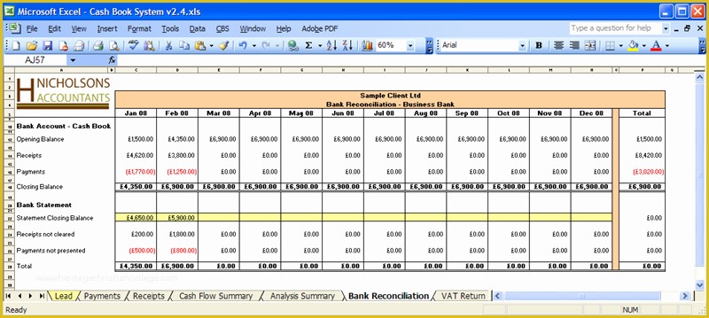 Bank Reconciliation Template Excel Free Download Of Accounting Cash Book Template Excel Templates Collections