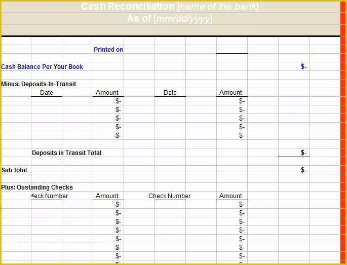 Bank Reconciliation Template Excel Free Download Of Bank Reconciliation Template